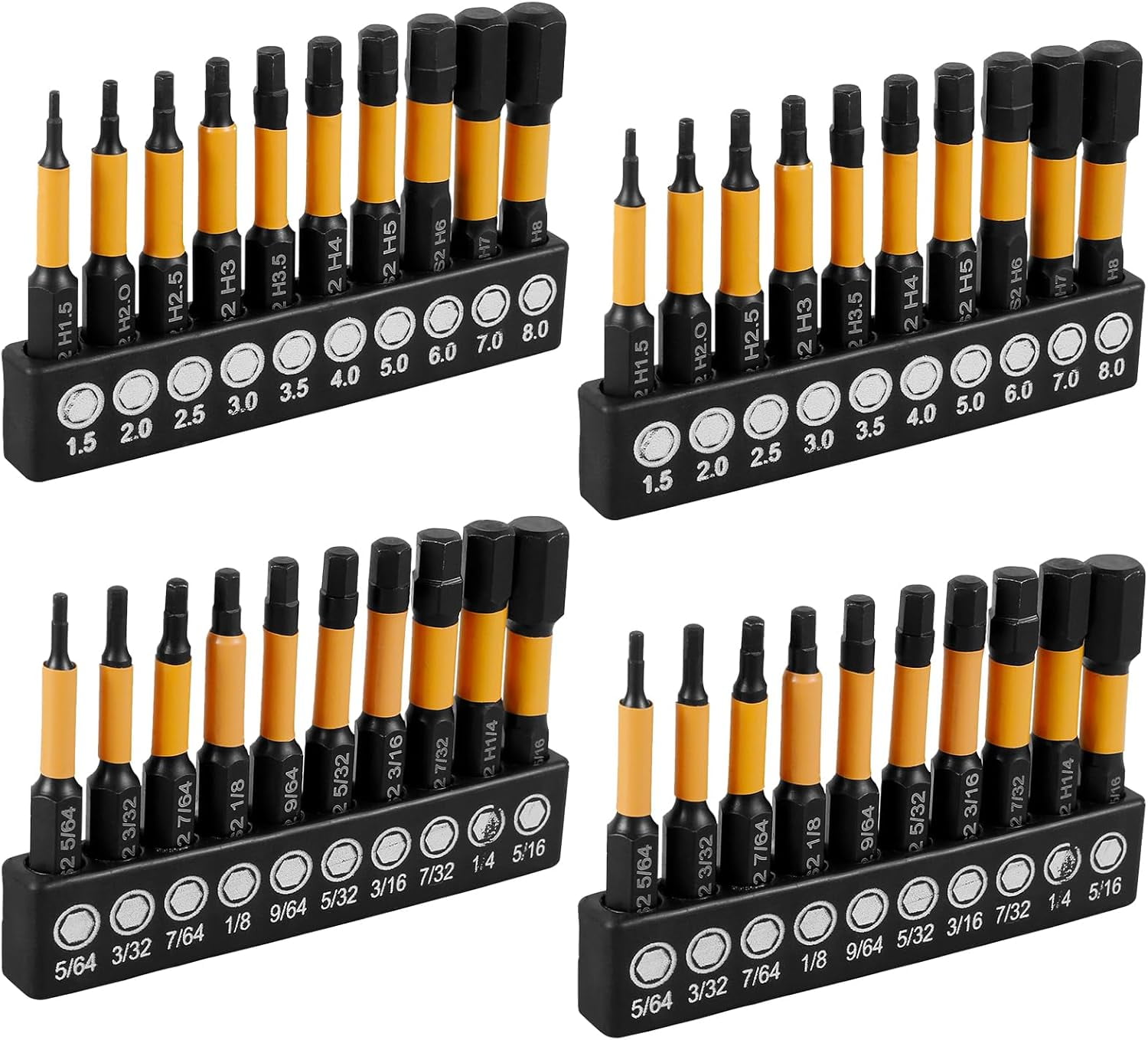 MKEUDQ-40Pcs Impact Hex Head Allen Wrench Drill Bit Set S2 Alloy Magnetic 1/4inch Quick Release Shank Screw Driver Drill Bit for Home Repair