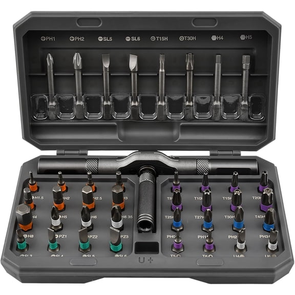 MKEUDQ-42 in 1 Magnetic Screwdriver Set, DIY Ratchet Screwdriver Set, Precision Screwdrive-r Kit, 40 Bits Free Combination Portable Repair Tool for Home Appliances, Bicycle Repair(COLOR:Grey)