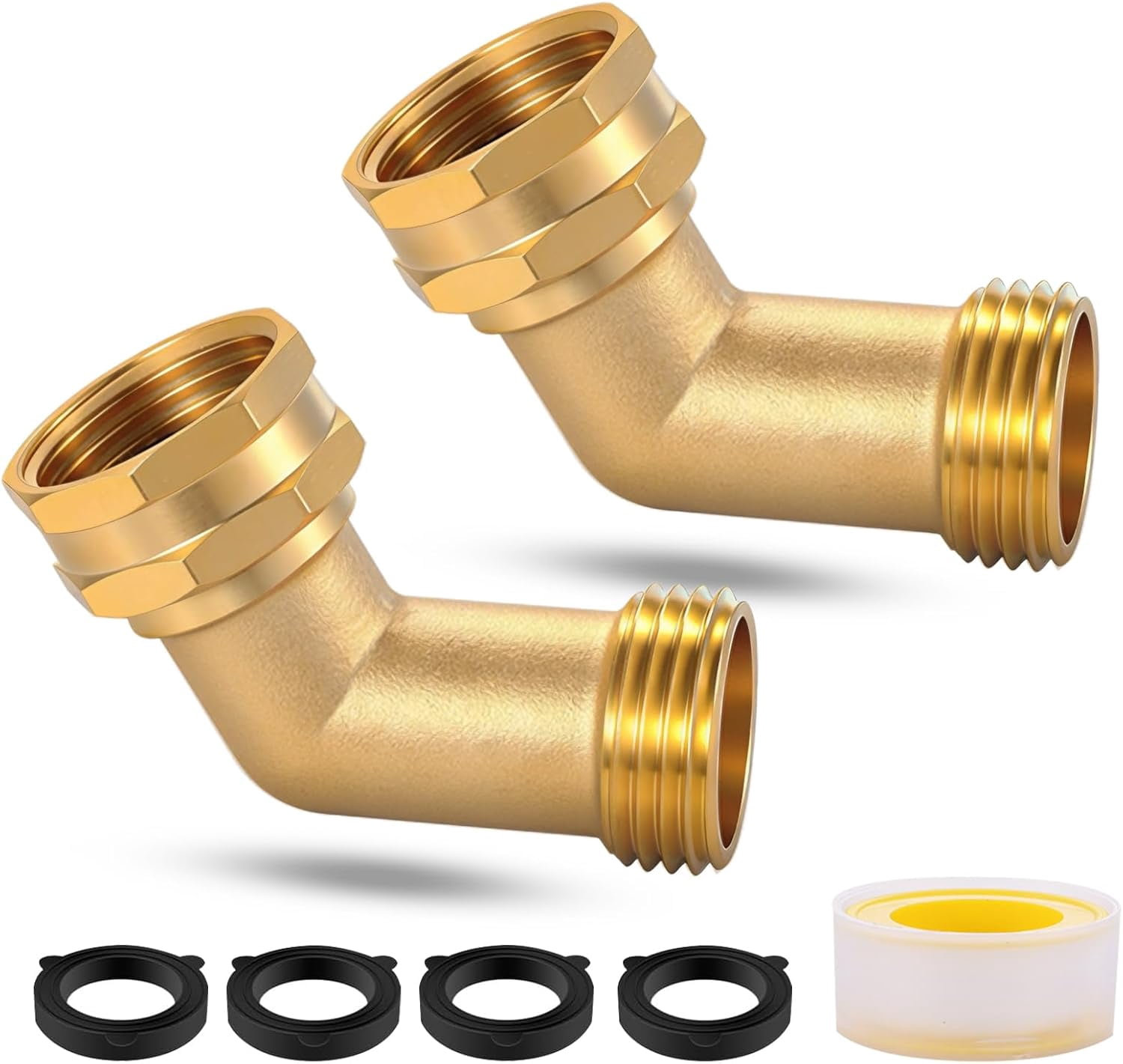MKEUDQ-45-Degree Hose Elbow For RVs \u2014 Solid Brass Construction, Strong connection without leakage,For RV Water Hoses, Residential Outdoor Faucets, & More（2pcs）