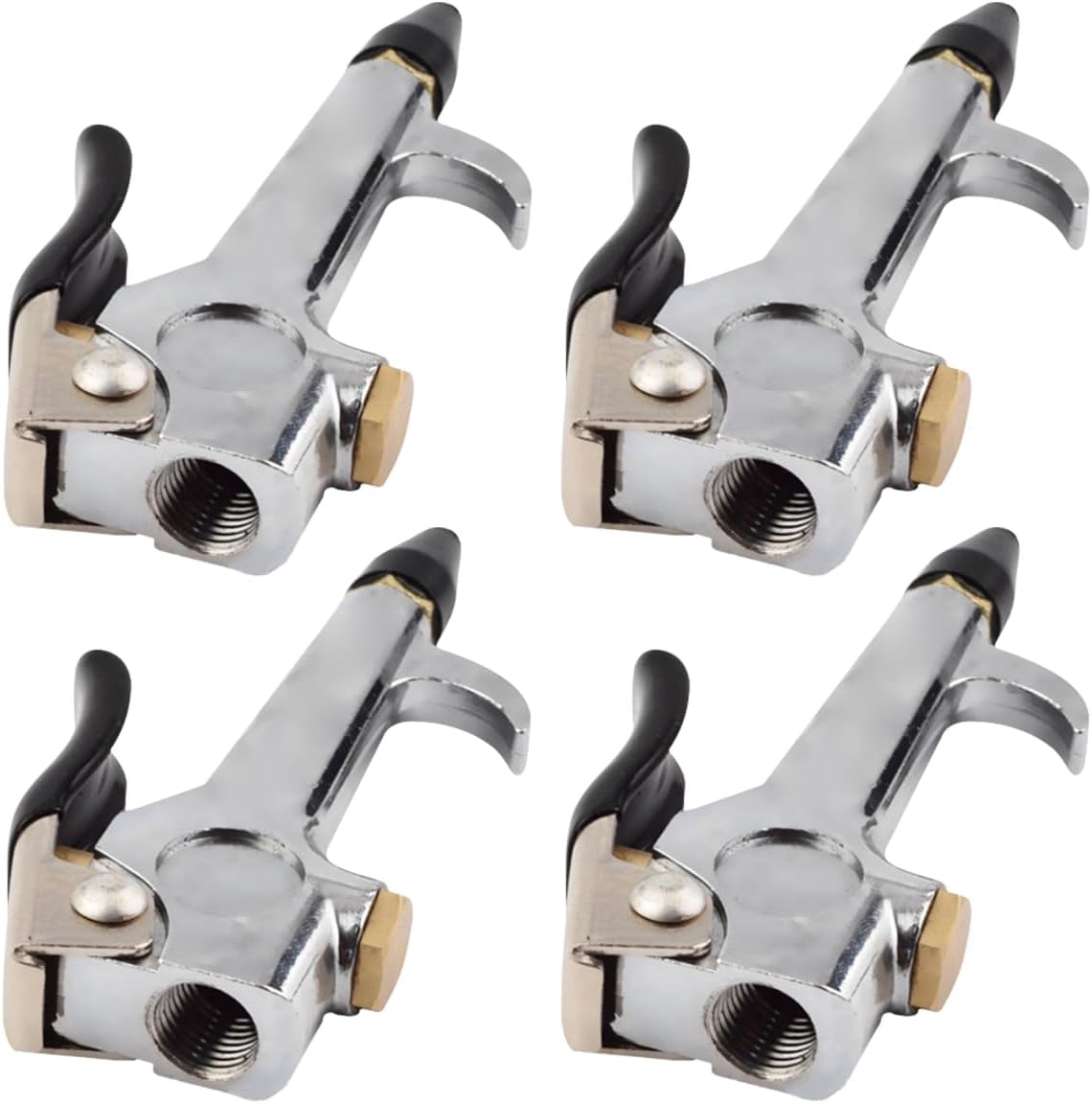 MKEUDQ-4PCS 1/4 NPT Lever Blow Gun Air Nozzle, Zinc Alloy Air Blower Gun Tool with Rubber Safety Tip Nozzles, Air Compressor Blow Gun Accessories for Car Home Industry Dust Cleaning