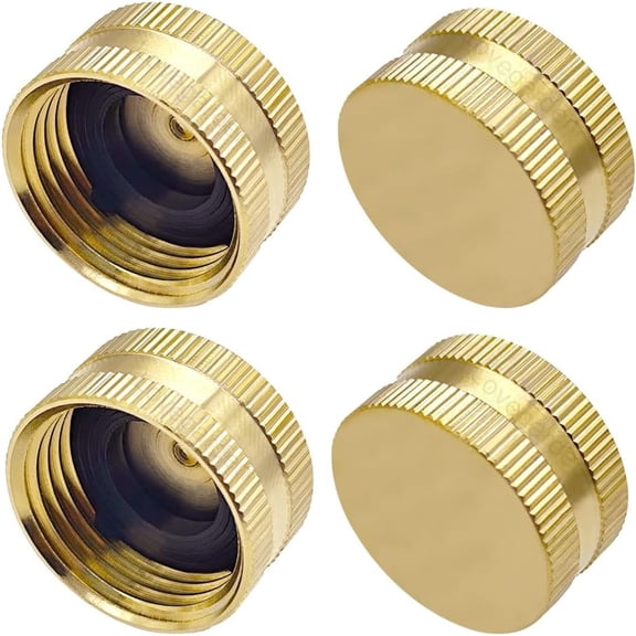 MKEUDQ-4PCS Garden Hose End Caps, 3/4" Female Brass Spigot Hose Cap Plugs with Washers