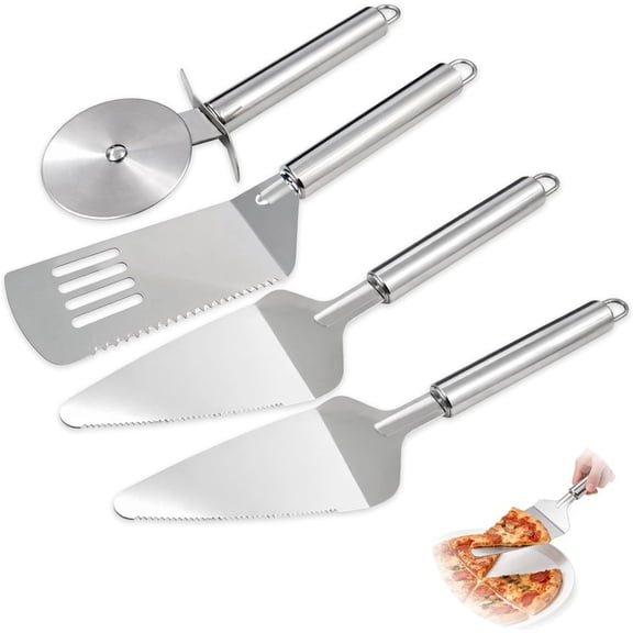 MKEUDQ-4PCS Pie Server Set Stainless Steel Pie Cutter and Server Set,Spatula with Serrated Edge for Cutting and Serving Cake, Pizza,Lasagna