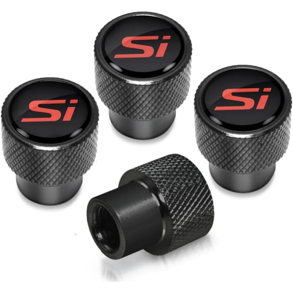 MKEUDQ-4PCS Tire Valve Stem Caps Compatible with Civic SI car Accessories, Aluminum Tire Valve Cap Set, Corrosion Resistant (SI)