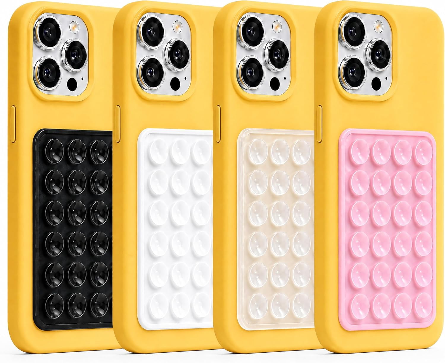 MKEUDQ-4Pcs Silicone Phone Sticky Grip, Suction Phone Case Mount for iPhone and Android, Hands-Free Sticky Cell Phone Grip, Mobile Fidget Mirror Holder for Selfies and Videos