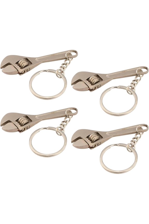 -4Pcs Sliver Mini Spanner Wrench,Copper Multifunctional Mini Metal Adjustable Creative Tool Wrench Spanner Key Chain Ring Keyring Adjustable Pocket Tools Practical Wrenches Convenient To Carry
