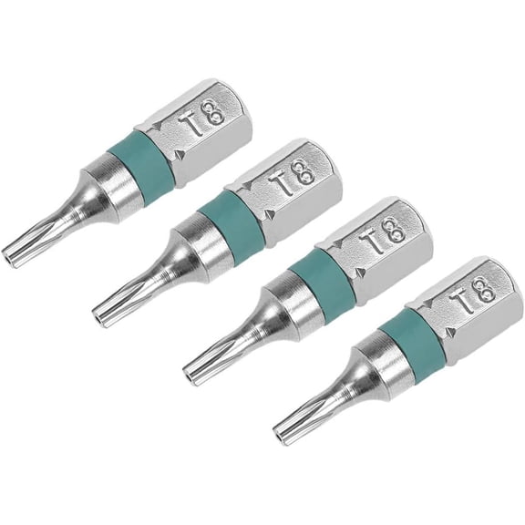 MKEUDQ-4pcs 25mm Long 1/4" Hex Shank T8 Security Torx High Quantity Screwdriver Bits S2 High Alloy Steel