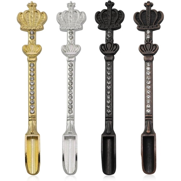 MKEUDQ-4pcs Four Color Metal Crown Shape Small Spatula Diamond Studded Spoon Household Goods