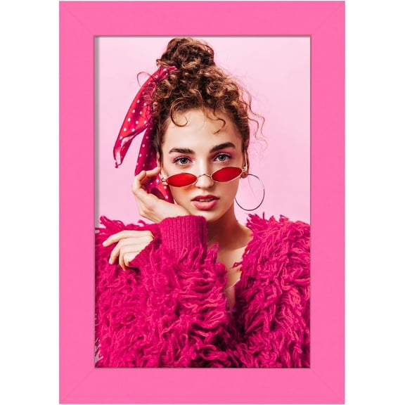 MKEUDQ-4x6 Picture Frame,Pink Picture Frames Display Pictures 3.5x5 with Mat or 4x6 Without Mat,Colored Photo Collage Frame for Table Display, Ideal Gift to Family and Friends,1 Pack