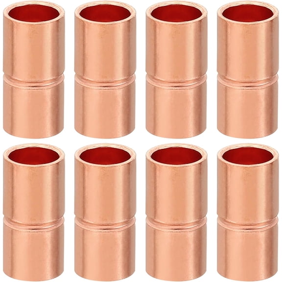 MKEUDQ-5/16 Inch ID Copper Coupling Fittings, 8 Pcs Rolled Tube Stop Straight Pipe Fitting Welding Joint for HVAC Air Conditioning Plumbing Refrigeration