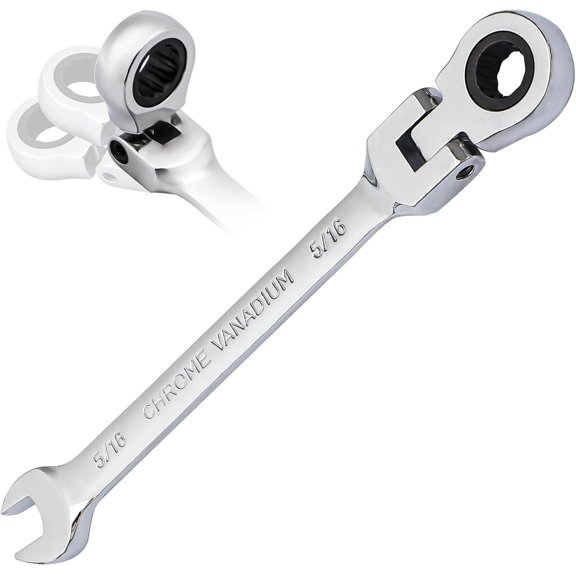 MKEUDQ-5/16 Wrench, Flex-Head Ratcheting Combination Wrench Industrial Grade 72 Teeth 12 Point Ratchet Box Ended and Open End Spanner Tools, SAE
