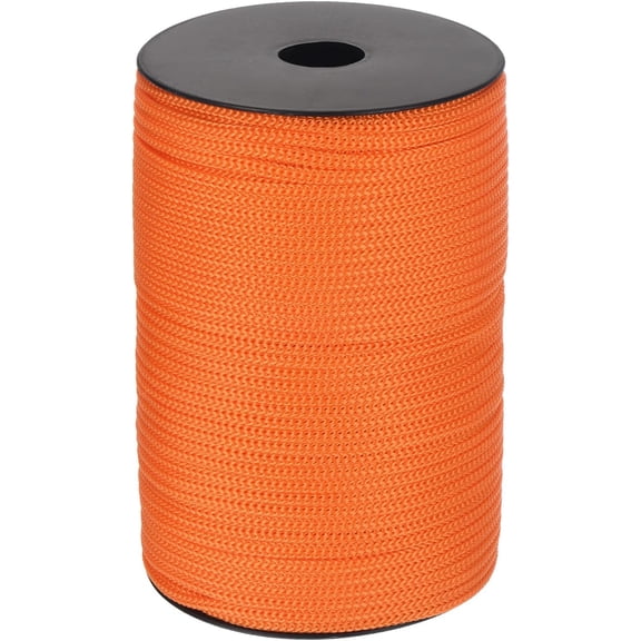 MKEUDQ-5/32 Inch Polypropylene Rope Braided Ropes, 328ft Camping Rope Hollow Utility Cord for Clothesline, Hiking, Outdoor, Dark Orange