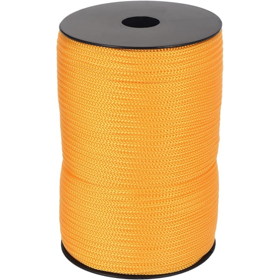 MKEUDQ-5/32 Inch Polypropylene Rope Braided Ropes, 328ft Camping Rope Hollow Utility Cord for Clothesline, Hiking, Outdoor, Light Yellow