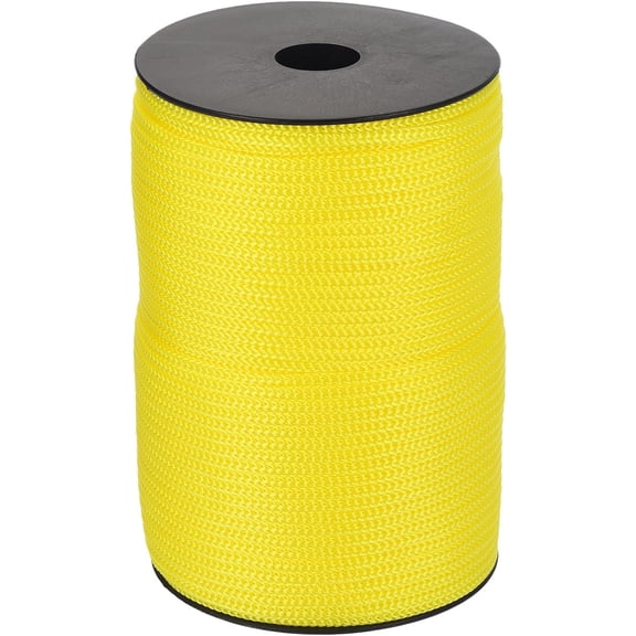 MKEUDQ-5/32 Inch Polypropylene Rope Braided Ropes, 328ft Camping Rope Hollow Utility Cord for Clothesline, Hiking, Outdoor, Yellow