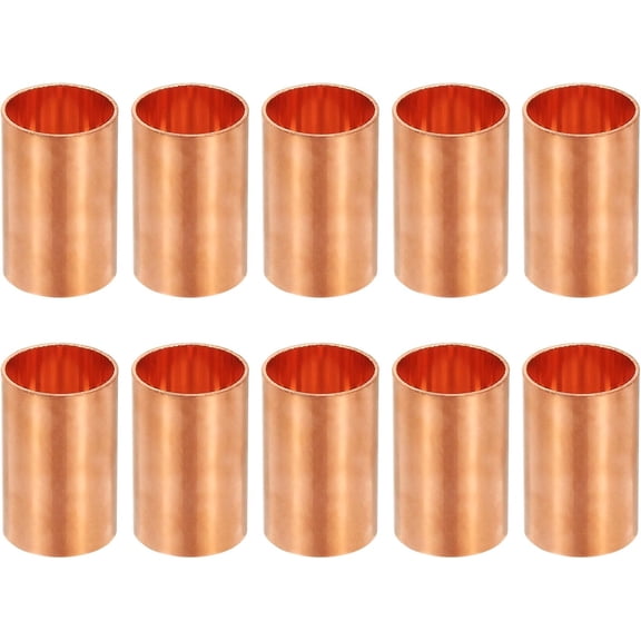 MKEUDQ-5/8" Copper Coupling Fittings with Sweat Ends, 10 Pcs Straight Copper Pipe Fitting Coupler without Stop Solder Connection Welding Joint Connector for HVAC Air Conditioning
