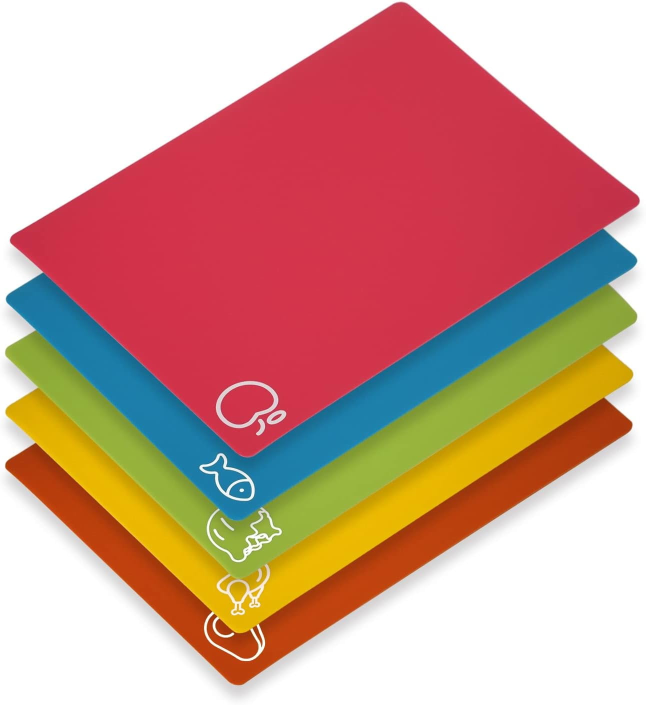 MKEUDQ-5 Pieces Flexible Cutting Boards, BPA Free Plastic Cutting Boards for Kitchen, Non Slip Cutting Mat for Meat and Vegetables, Thanksgiving