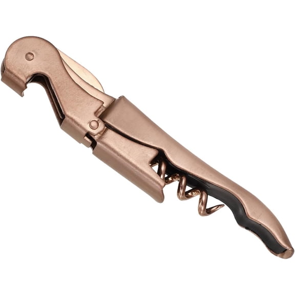 MKEUDQ-5" Stainless Steel Wine Opener, Waiter Corkscrew Professional Wine Key Bottle Opener with Double Hinged Foil Cutter for Bar Servers Waiter Bartender and Home Restaurant, Rose Gold