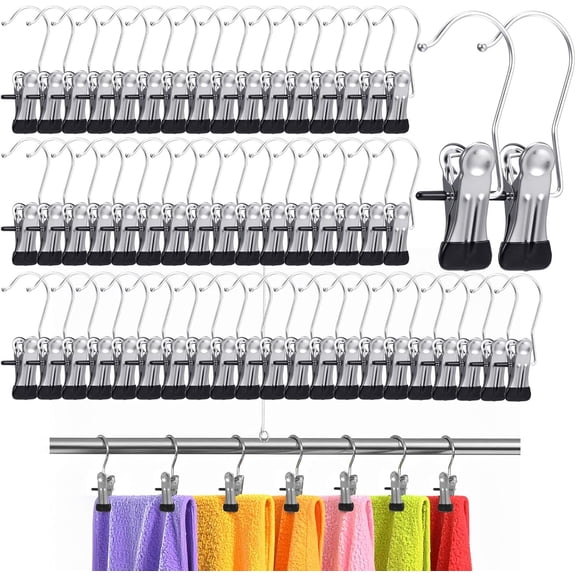 MKEUDQ-50 Pack Boot Hangers Clips for Closet, Heavy Duty Legging Organizer for Closet Hanging Pants Hangers with Clips Clothes Pins Hanger Clips Laundry Hooks Towel Socks Hats Tall Boots Home Travel