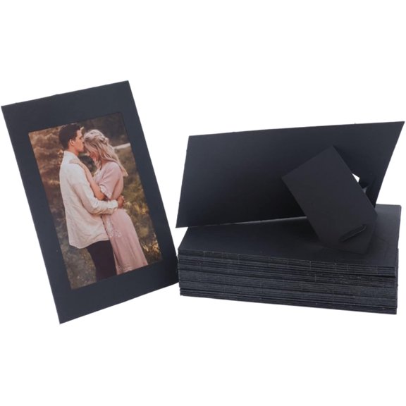 MKEUDQ-50 Pack Standing Paper Picture Frames 4x6,Cardboard Photo Frame with Easel,Paper Photo Frame Cards,Gallery Frames Bulk For Father's Day,Wedding,DIY,Classroom, Black