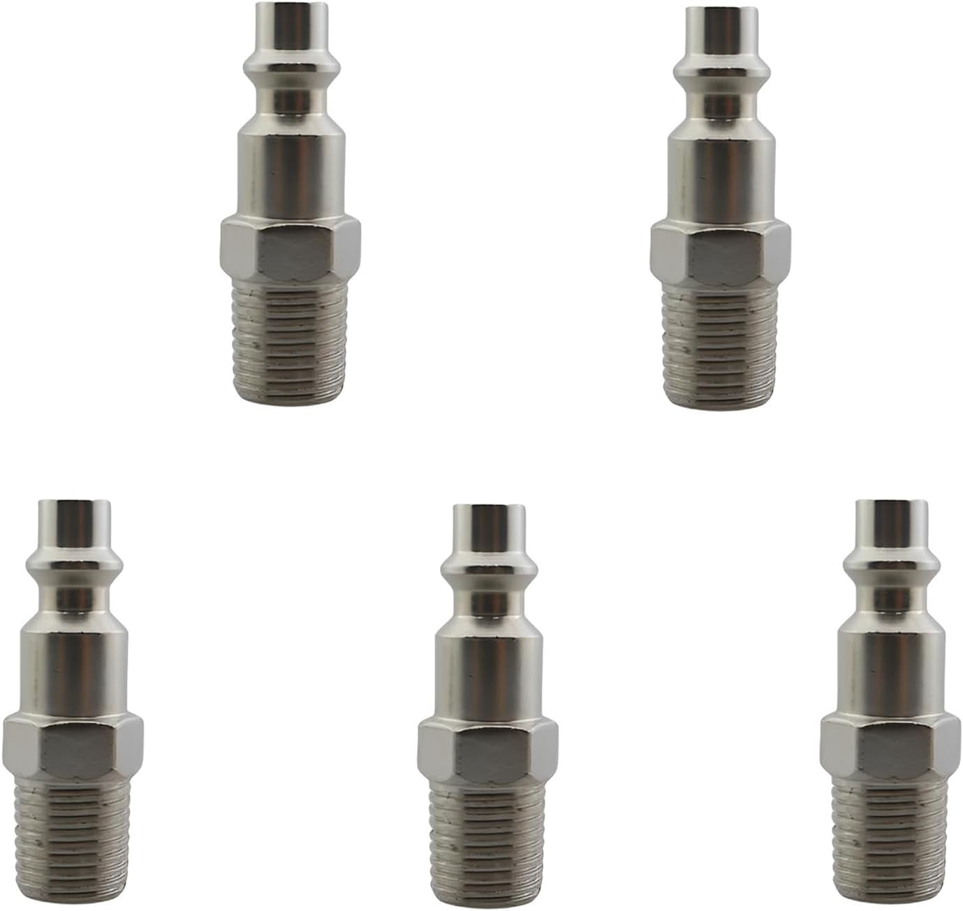 MKEUDQ-5PCS High Pressure Air Hose Quick Couplings 1/4inch NPT Male Thread Plug Inserts Industrial Air Hose Quick Connect Adapters Silver for Pneumatic Systems Air Compressors Pressure Washers