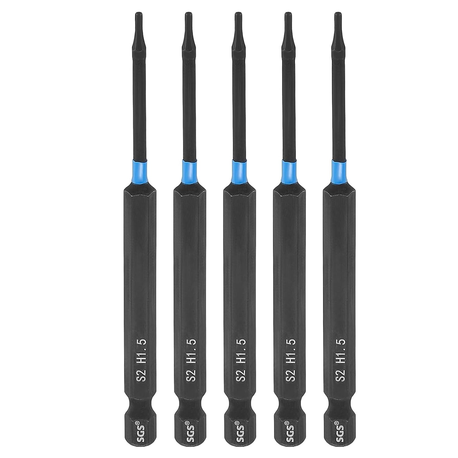 MKEUDQ-5pcs Hex Head Wrench Drill Bit 1.5mm(H1.5) 1/4" Hex Shank 4"(100mm) Length S2 Steel Magnetic Hexagon Impact Drivers Metric Screwdriver Bit
