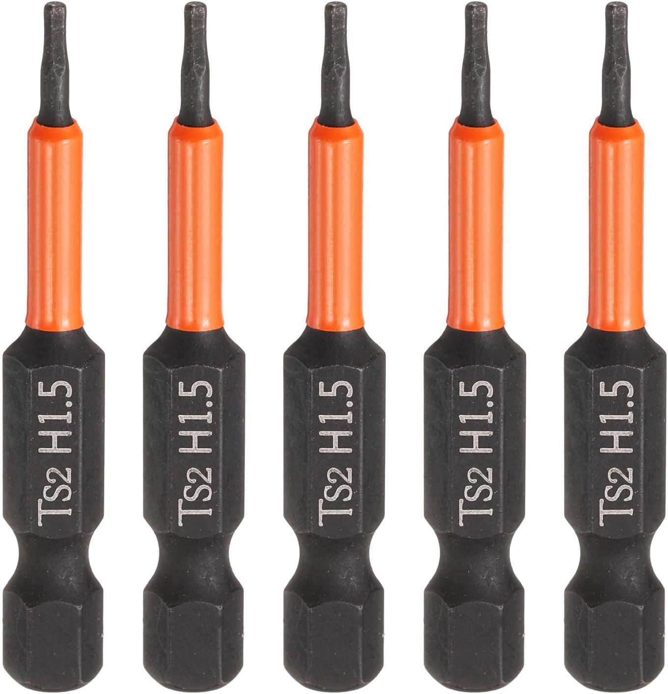 MKEUDQ-5pcs Hex Head Wrench Drill Bit 1.5mm(H1.5) Metric 1/4" Hex Shank 2"(50mm) Length S2 Steel Magnetic Impact Drivers Screwdriver Bit Hexagon Electric Drill Bits