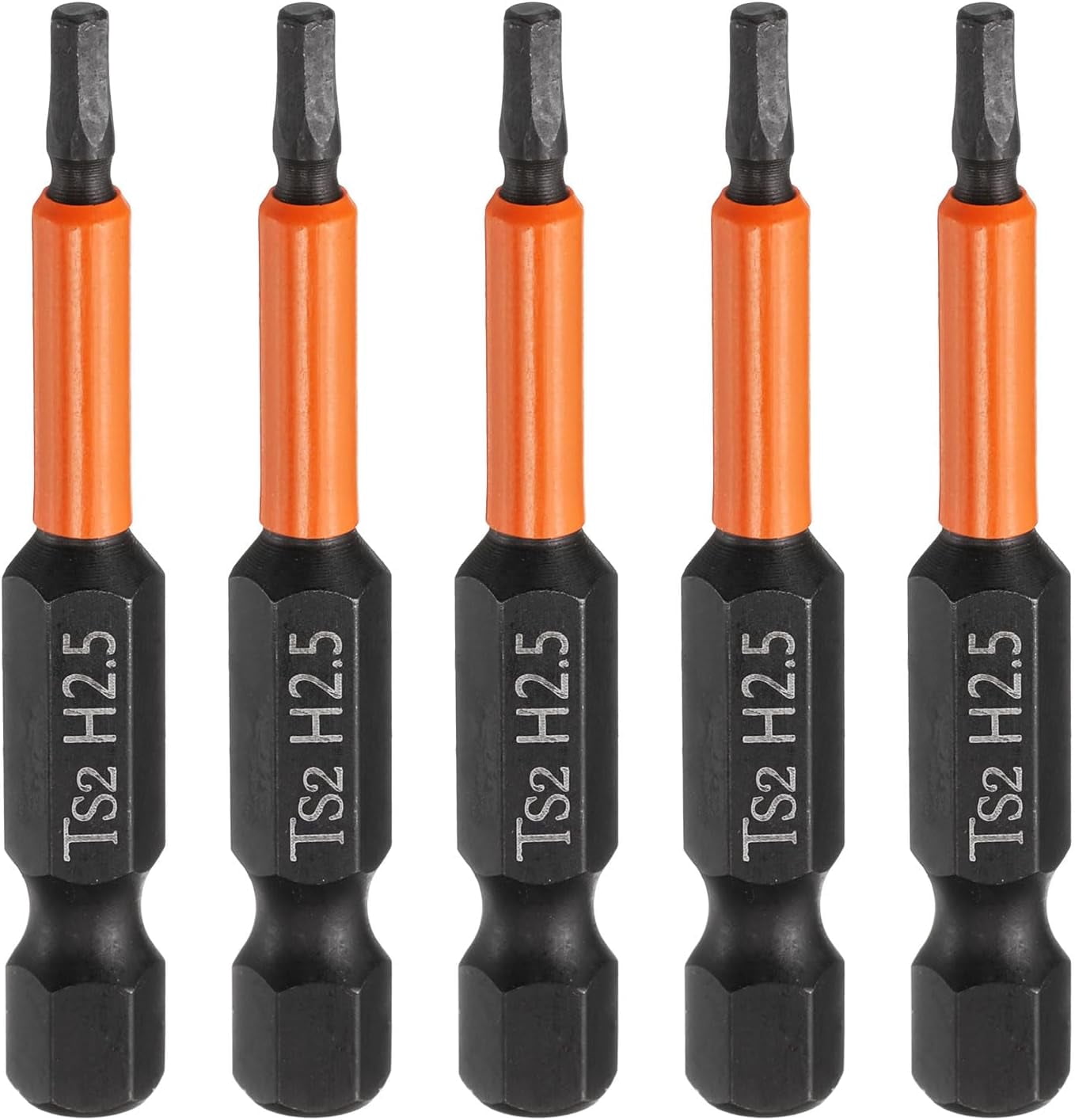 MKEUDQ-5pcs Hex Head Wrench Drill Bit 2.5mm(H2.5) Metric 1/4" Hex Shank 2"(50mm) Length S2 Steel Magnetic Impact Drivers Screwdriver Bit Hexagon Electric Drill Bits