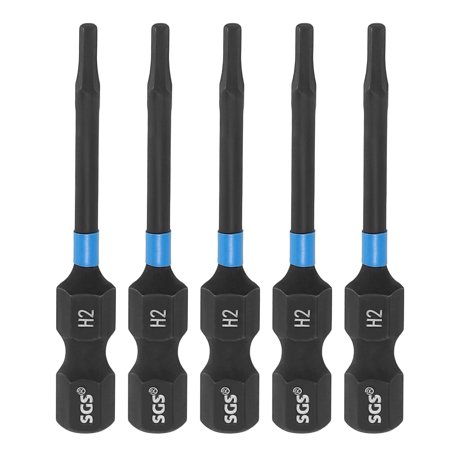 MKEUDQ-5pcs Hex Head Wrench Drill Bit 2mm(H2) 1/4" Hex Shank 2"(50mm) Length S2 Steel Magnetic Hexagon Impact Drivers Metric Screwdriver Bit