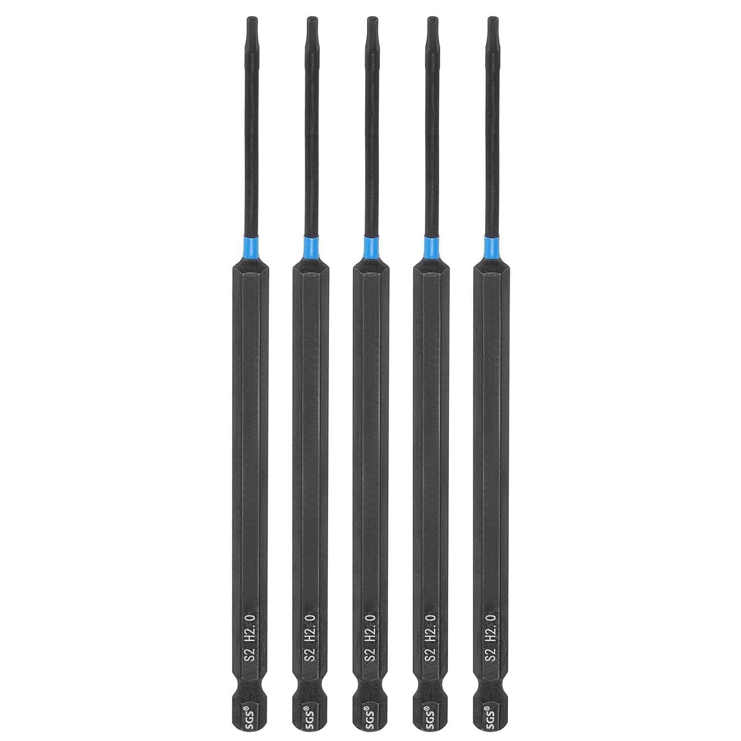 MKEUDQ-5pcs Hex Head Wrench Drill Bit 2mm(H2) 1/4" Hex Shank 6"(150mm) Length S2 Steel Magnetic Hexagon Impact Drivers Metric Screwdriver Bit