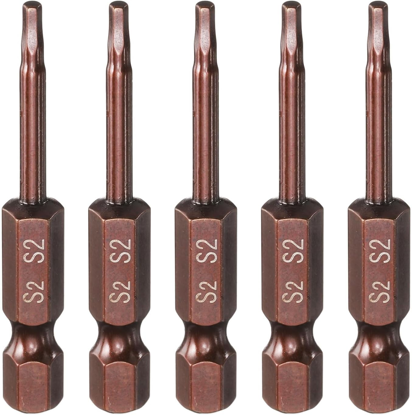 MKEUDQ-5pcs Hex Head Wrench Drill Bit 2mm(H2) Metric 1/4" Hex Shank 2"(50mm) Length S2 Steel Magnetic Impact Drivers Screwdriver Bit Industrial Grade Hexagon Electric Drill Bits