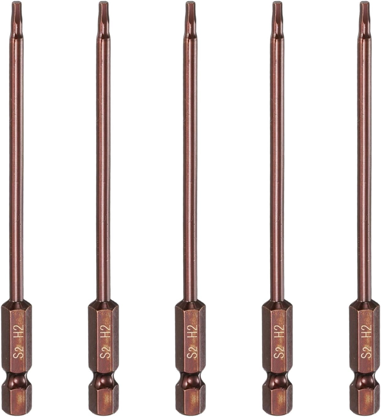 MKEUDQ-5pcs Hex Head Wrench Drill Bit 2mm(H2) Metric 1/4" Hex Shank 4"(100mm) Length S2 Steel Magnetic Impact Drivers Screwdriver Bit Industrial Grade Hexagon Electric Drill Bits