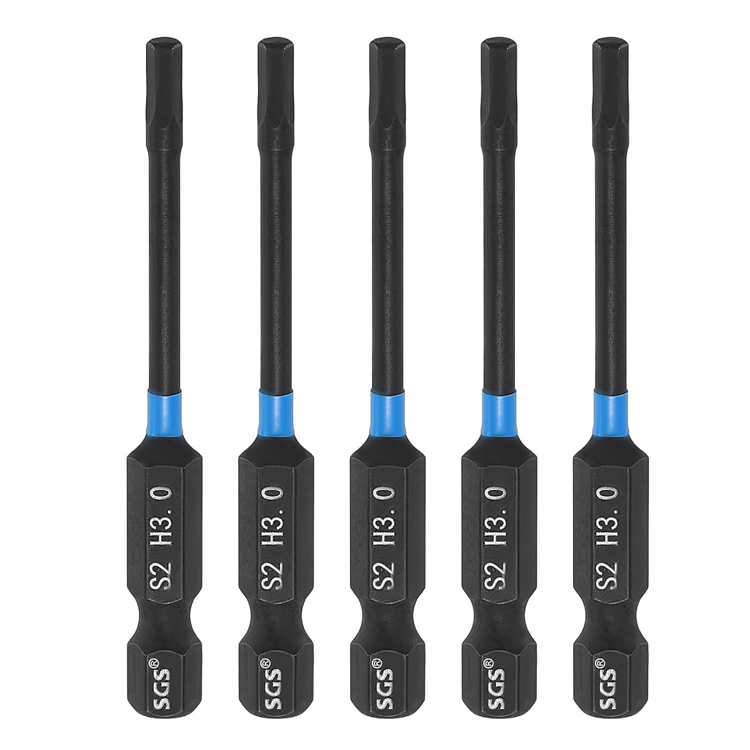 MKEUDQ-5pcs Hex Head Wrench Drill Bit 3mm(H3) 1/4" Hex Shank 2.56"(65mm) Length S2 Steel Magnetic Hexagon Impact Drivers Metric Screwdriver Bit