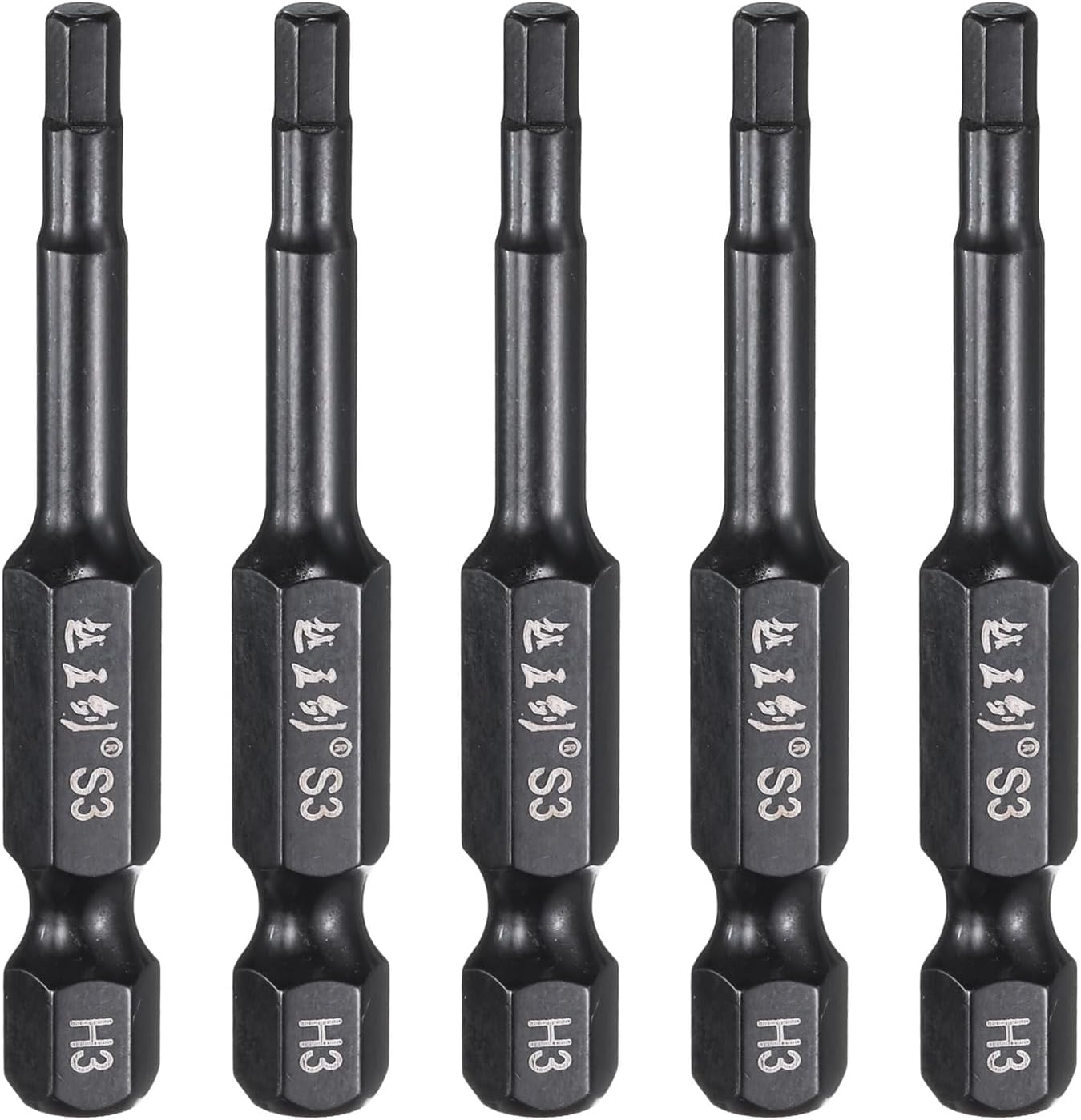 MKEUDQ-5pcs Hex Head Wrench Drill Bit 3mm(H3) Metric 1/4" Hex Shank 2"(50mm) Length S3 Steel Magnetic Impact Drivers Screwdriver Bit Industrial Grade Hexagon Electric Drill Bits