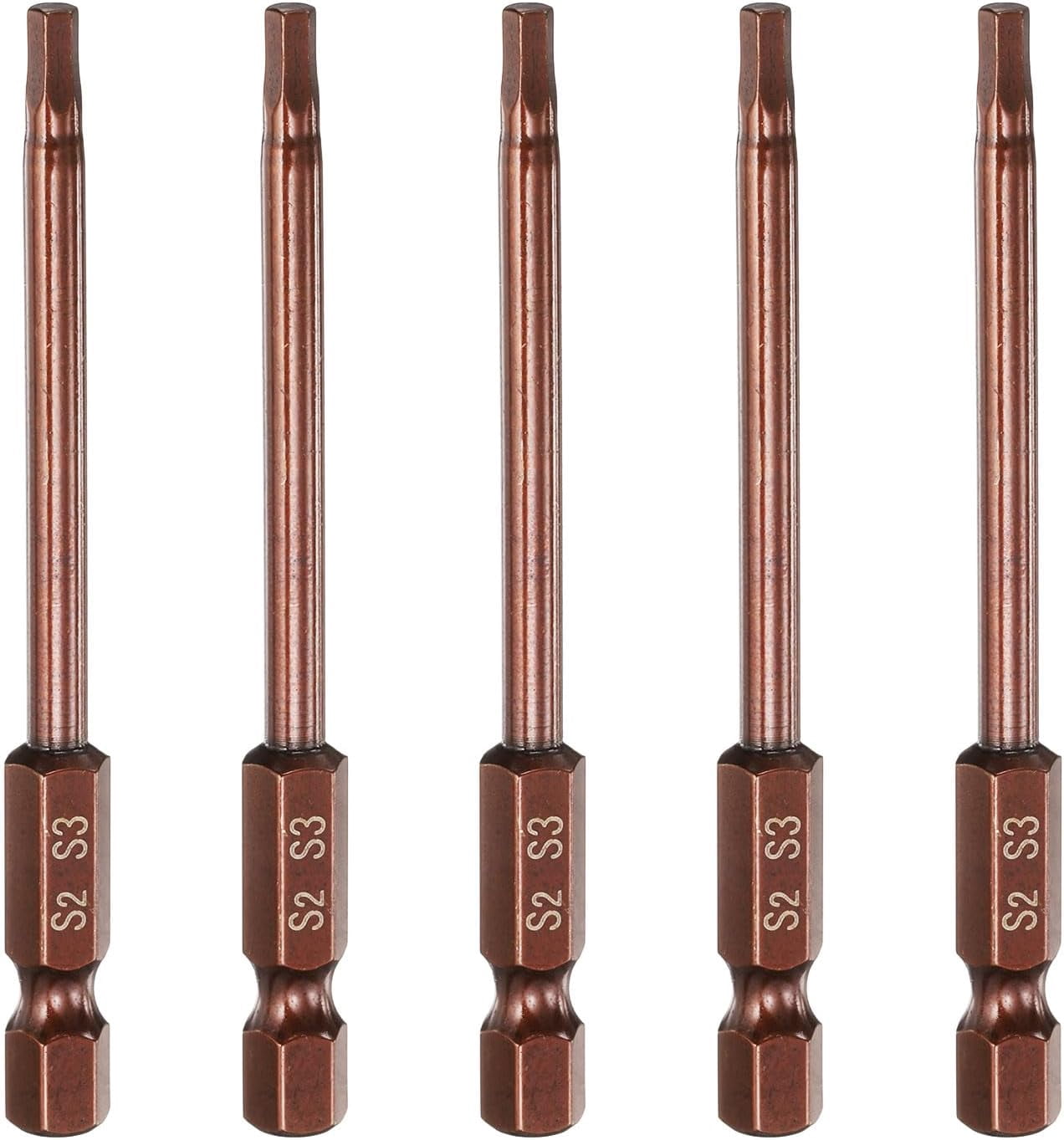 MKEUDQ-5pcs Hex Head Wrench Drill Bit 3mm(H3) Metric 1/4" Hex Shank 3"(75mm) Length S2 Steel Magnetic Impact Drivers Screwdriver Bit Industrial Grade Hexagon Electric Drill Bits