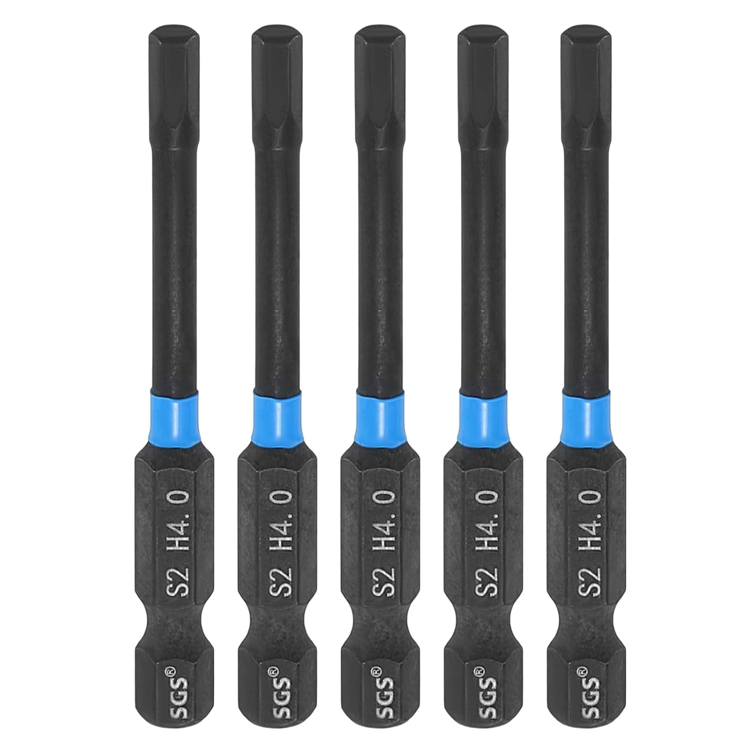 MKEUDQ-5pcs Hex Head Wrench Drill Bit 4mm(H4) 1/4" Hex Shank 2.56"(65mm) Length S2 Steel Magnetic Hexagon Impact Drivers Metric Screwdriver Bit