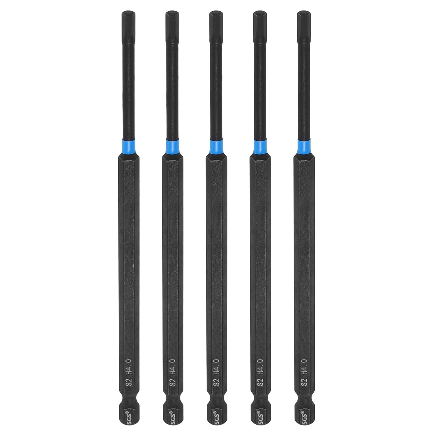 MKEUDQ-5pcs Hex Head Wrench Drill Bit 4mm(H4) 1/4" Hex Shank 6"(150mm) Length S2 Steel Magnetic Hexagon Impact Drivers Metric Screwdriver Bit
