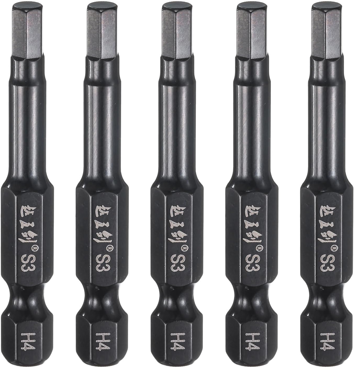 MKEUDQ-5pcs Hex Head Wrench Drill Bit 4mm(H4) Metric 1/4" Hex Shank 2"(50mm) Length S3 Steel Magnetic Impact Drivers Screwdriver Bit Industrial Grade Hexagon Electric Drill Bits