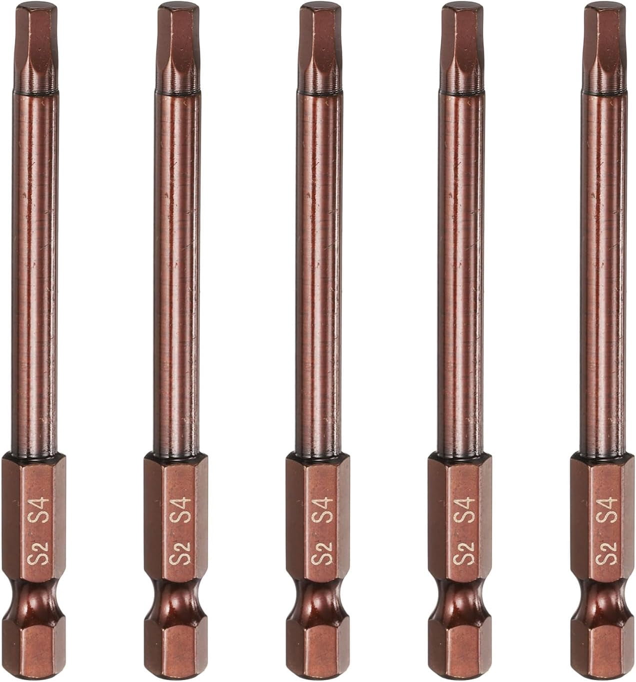 MKEUDQ-5pcs Hex Head Wrench Drill Bit 4mm(H4) Metric 1/4" Hex Shank 3"(75mm) Length S2 Steel Magnetic Impact Drivers Screwdriver Bit Industrial Grade Hexagon Electric Drill Bits