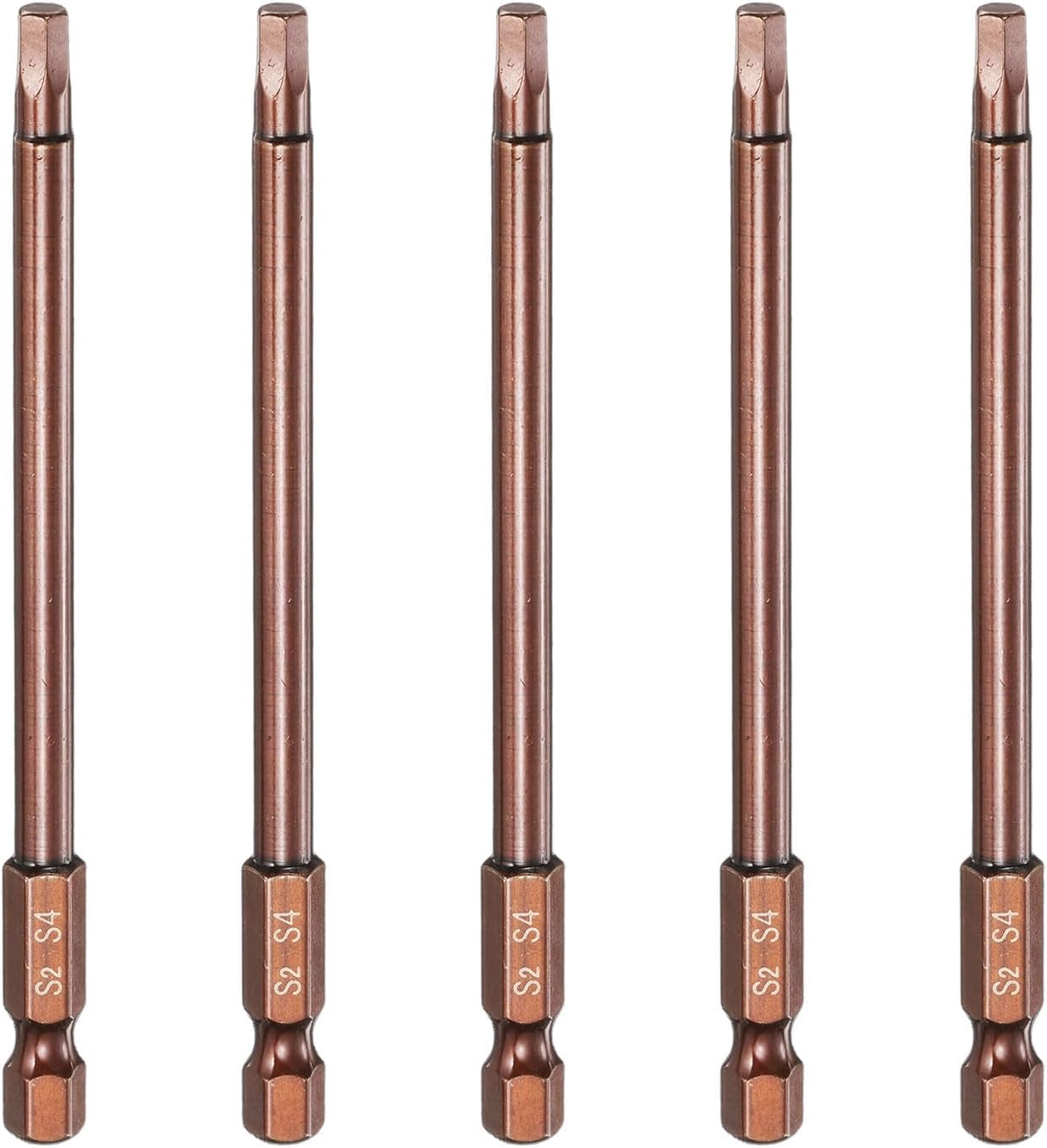 MKEUDQ-5pcs Hex Head Wrench Drill Bit 4mm(H4) Metric 1/4" Hex Shank 4"(100mm) Length S2 Steel Magnetic Impact Drivers Screwdriver Bit Industrial Grade Hexagon Electric Drill Bits
