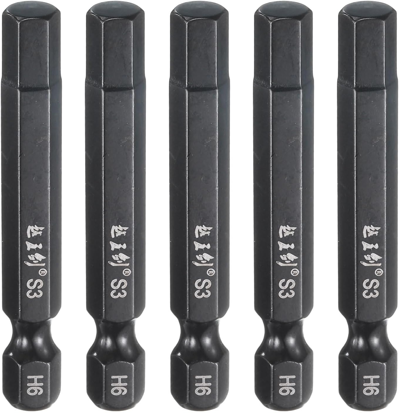 MKEUDQ-5pcs Hex Head Wrench Drill Bit 6mm(H6) Metric 1/4" Hex Shank 2"(50mm) Length S3 Steel Magnetic Impact Drivers Screwdriver Bit Industrial Grade Hexagon Electric Drill Bits