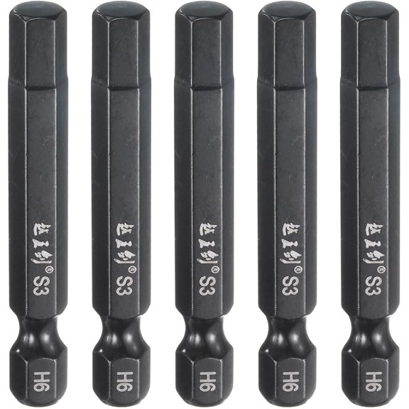 MKEUDQ-5pcs Hex Head Wrench Drill Bit 6mm(H6) Metric 1/4" Hex Shank 2"(50mm) Length S3 Steel Magnetic Impact Drivers Screwdriver Bit Industrial Grade Hexagon Electric Drill Bits