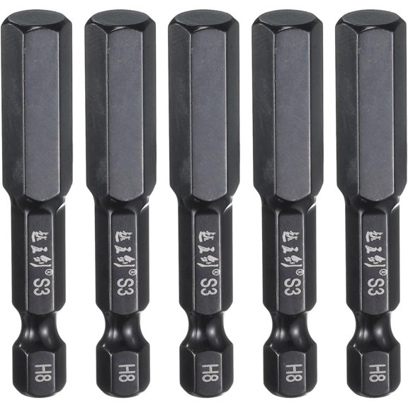 MKEUDQ-5pcs Hex Head Wrench Drill Bit 8mm(H8) Metric 1/4" Hex Shank 2"(50mm) Length S3 Steel Magnetic Impact Drivers Screwdriver Bit Industrial Grade Hexagon Electric Drill Bits