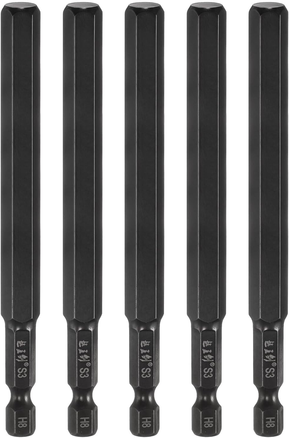 MKEUDQ-5pcs Hex Head Wrench Drill Bit 8mm(H8) Metric 1/4" Hex Shank 4"(100mm) Length S3 Steel Magnetic Impact Drivers Screwdriver Bit Industrial Grade Hexagon Electric Drill Bits