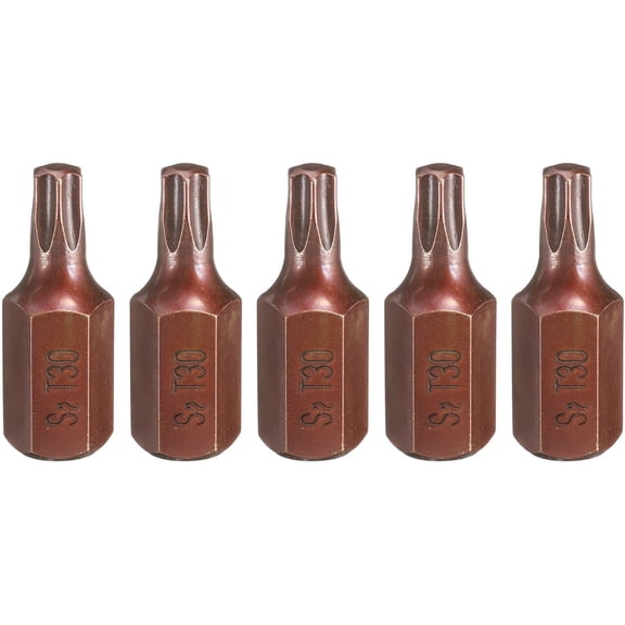 MKEUDQ-5pcs T30 Torx Screwdriver Bit 10mm Hex Shank 30mm Length Magnetic Security Tamper Proof 6 Point Head Hex Bits S2 Steel Screw Driver Bit