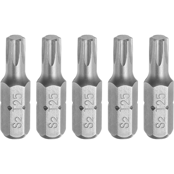 MKEUDQ-5pcs Torx Screwdriver Bit 1/4" Hex Shank T25 Head 1" Length S2 Steel 6 Point Security Drill Bits for Repair Work Electric Screw Driver