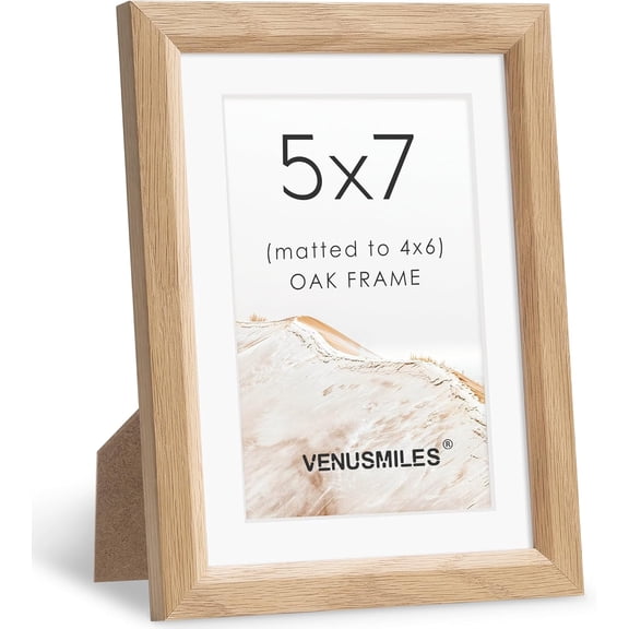 MKEUDQ-5x7 Picture Frame Natural Solid Oak Photo Frames with 4x6 Removable Mat Wall Hanging Large Handcrafted Frame with HD Plexiglass Wall and Tabletop Display Large Poster Frame