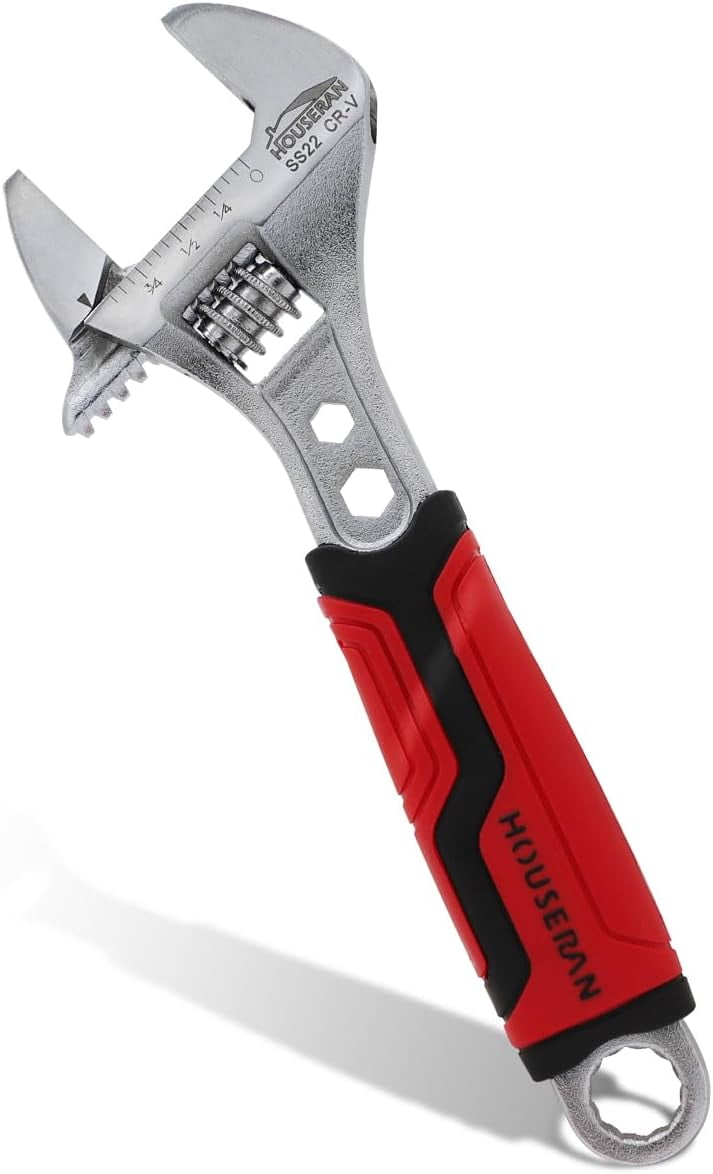 MKEUDQ-6-Inch Adjustable Wrench, Wide Jaw Adjustable Wrench with Anti-Slip Grips, Cr-V Steel Wrenchs for Home Repair, DIY, Garage