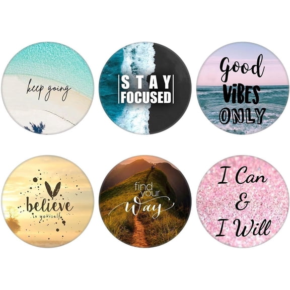 MKEUDQ-6 Pack - Collapsible Cell Phone Grip for Smartphones,Mobile Expanding Cellphone Holder Kicktand for Phone and Case - Positive Quotes