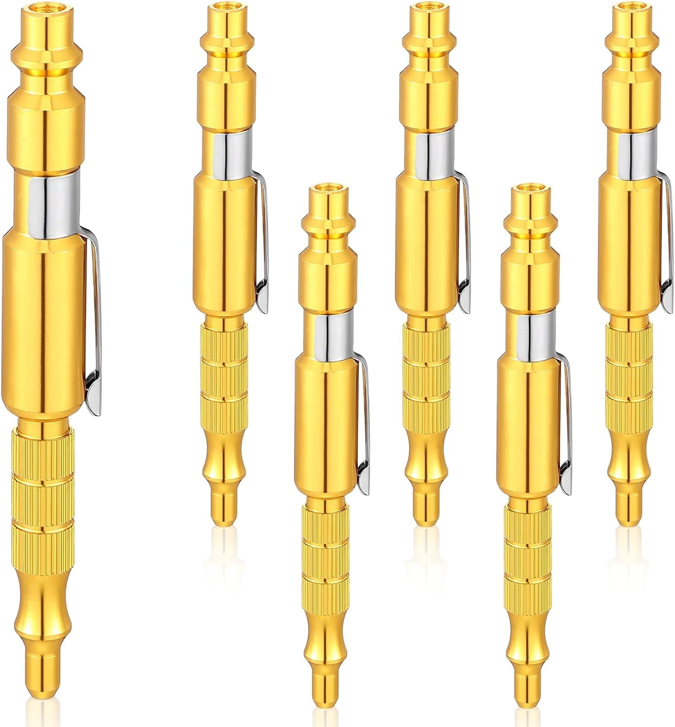 MKEUDQ-6 Pcs 1/4" I/m Type Adjustable Pocket Plug Air Blow Gun Air Blower for Compressor Nozzle Blow Gun Portable Blower Pen for Dust Cleaning(Gold)