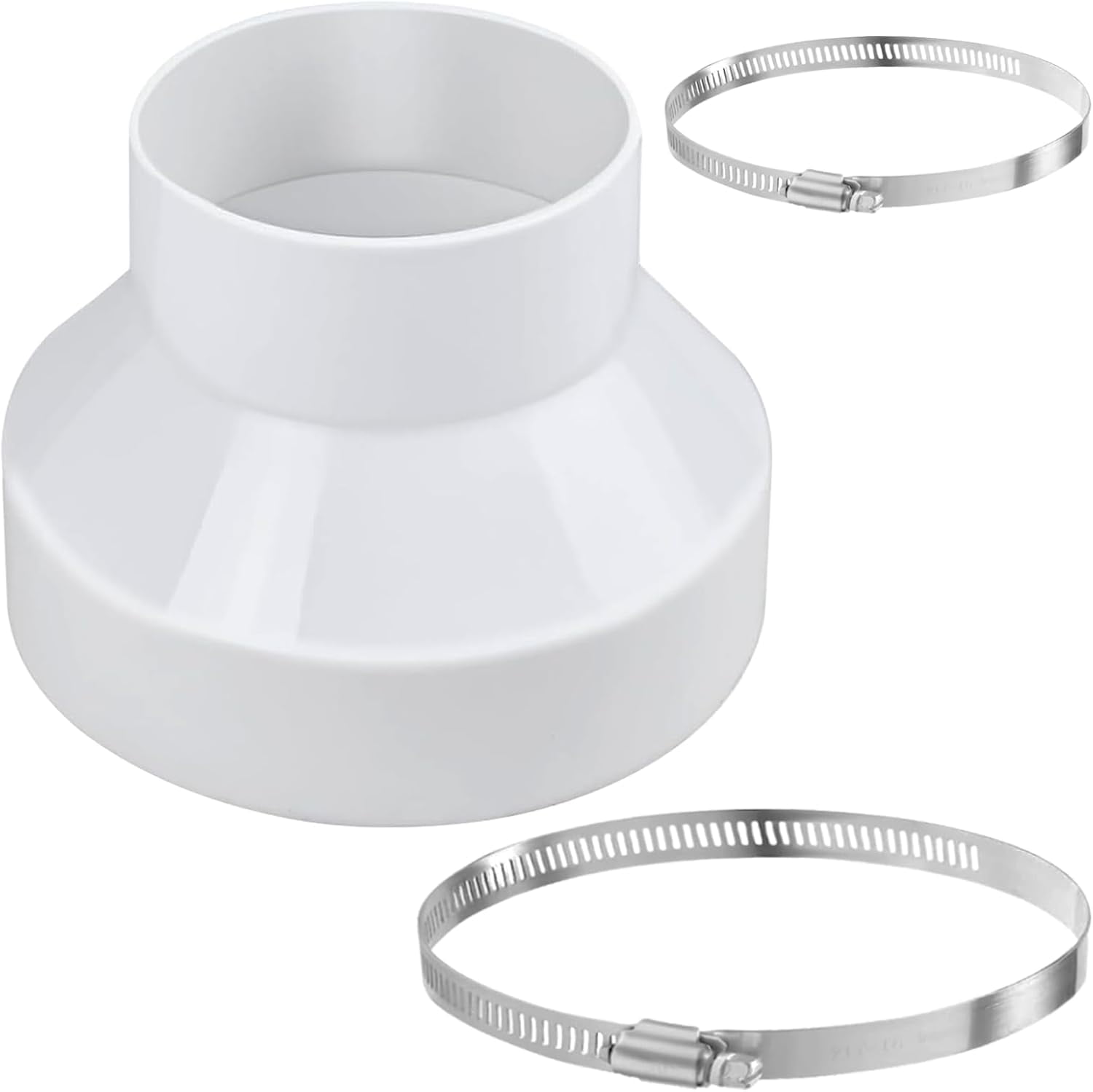 MKEUDQ-6 to 4 inch Duct Reducer, Air Duct Adapter,Havc Pipe Connector Adapter for Inline Ventilation System Dryer Vent Hose,with 2 Hose Clamps