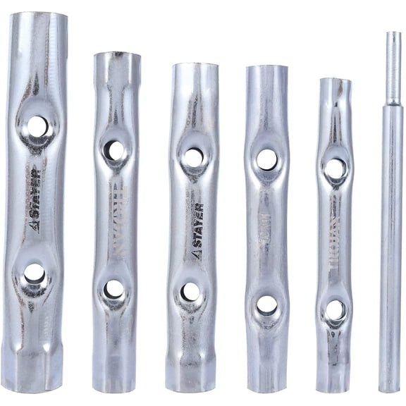 MKEUDQ-6Pcs Dual-Ended Wrench 8-17mm, Socket Plumber Back Nut Tap Spark Plug Spanner Set Extended Spark Plug Wrench Set Dual Purpose Hollow Hexagonal Threaded Sleeve Tool